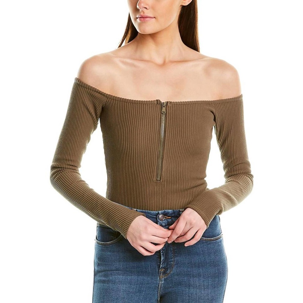 Good American bodysuit half zip body size 2